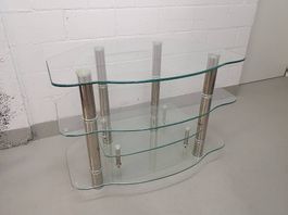 TV Glastisch (Eckmöbel mit 4 Tablaren)