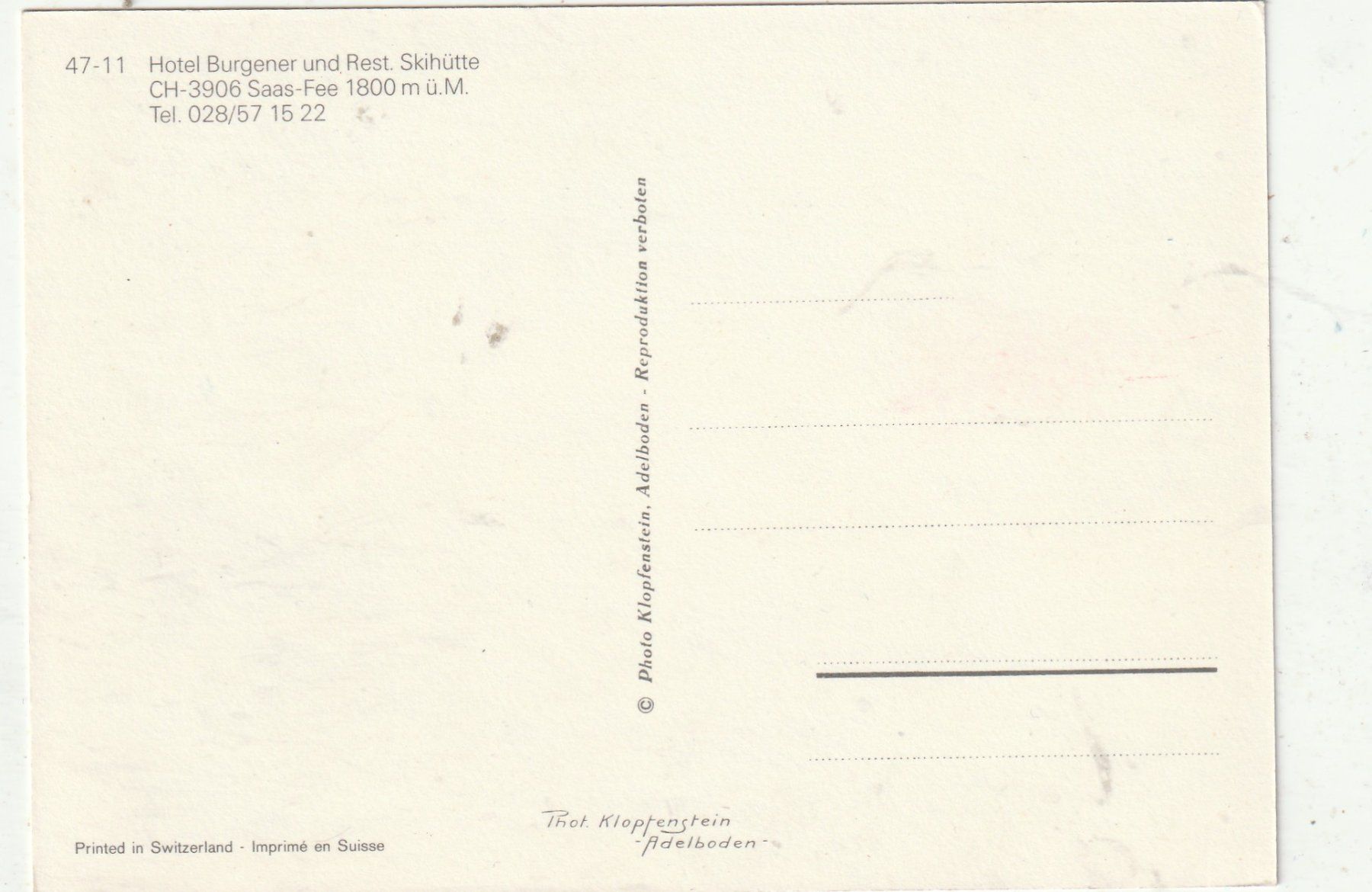 Cartoline postali: Skihütte Saas Fee – Usato da Lumbrein venduto da made02 1