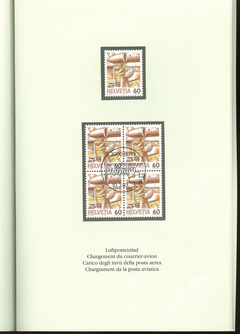 Alle Briefmarken: 1986/87_PTT Heft "Postbeförderung"; EM **/VB ET "3000 Bern" – Neu (gemäss Beschreibung) aus Thun von Nissan 7
