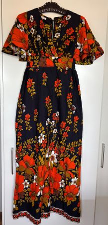 Schönes Vintage-Maxikleid aus 100 % Baumwolle, Größe S