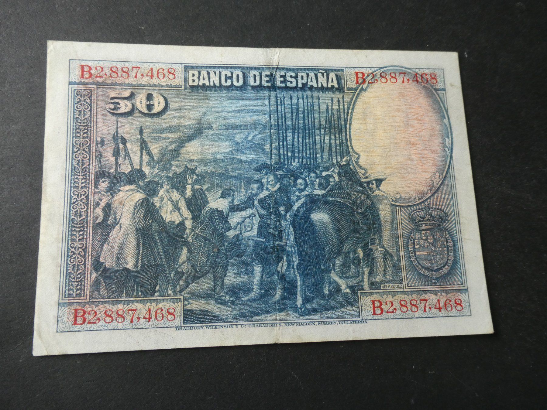 Banknoten: Spanien 1928, 50 Pesetas – Gebraucht aus Hinterforst von Rohusri 1