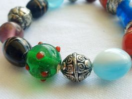 ARMKETTE ARMBAND KETTE MURMELN PERLEN GLASKUGEL GLAS SPANIEN