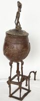 XXL grosses Bronze Gefäss Reiter Figur der Dogon Mali H 36cm