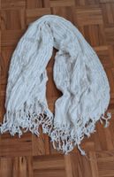 Foulard blanc à franges comme neuf/Schal weiss mit Fransen