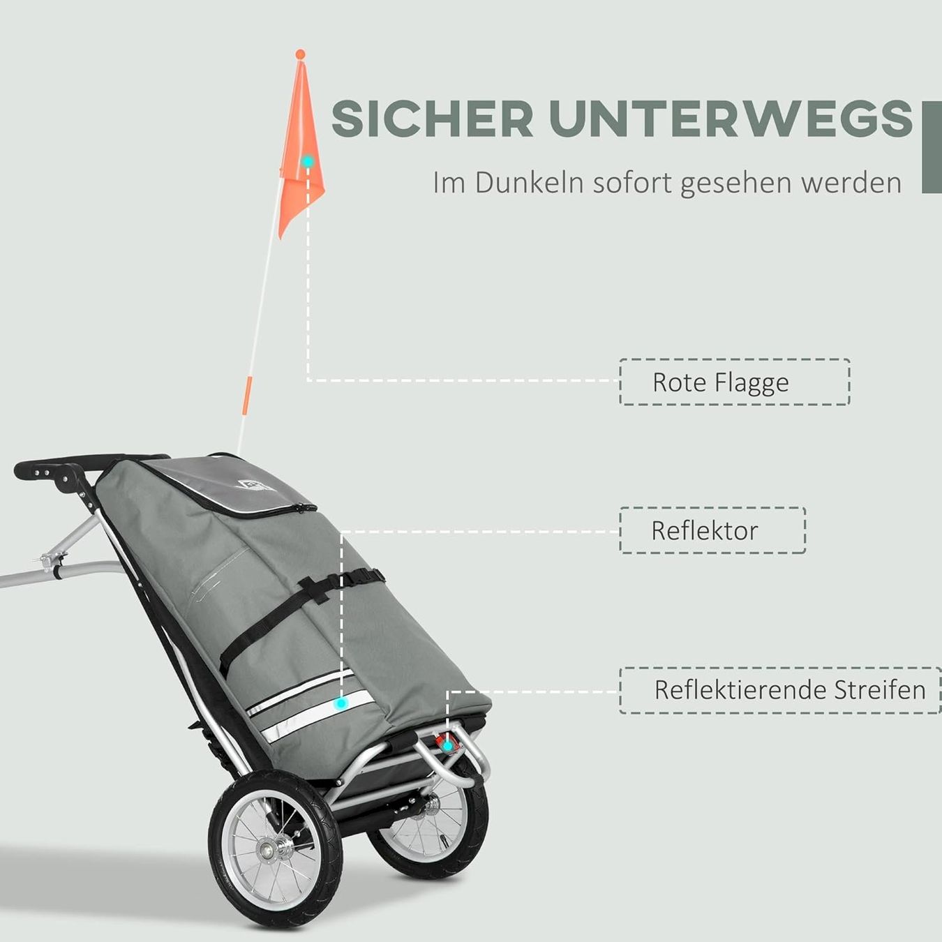 Rimorchi per biciclette: 2 in 1 Lastenanhänger 55L Grau – Nuovo e nell'imballaggio originale da Bottighofen venduto da zaap 6