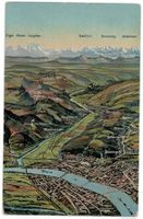 Vogelschau-AK Basel mit Sicht auf Alpen, um 1930