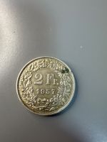2 Franken 1957 Helvetia Muenze Silber Zustand gut