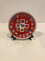 Assiette souvenir Suisse drapeaux des cantons et vache
