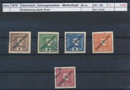1919 Österreich, "Zeitungsmarken - Merkurkopf", gestempelt