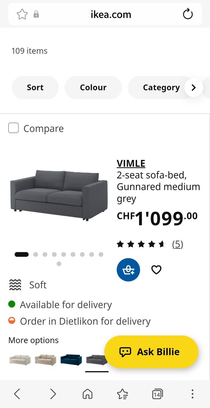Sofas: IKEA Vimle Sofa, zwei Stühle und ein Hocker – D'occasion à Kloten par manchesterblue 4