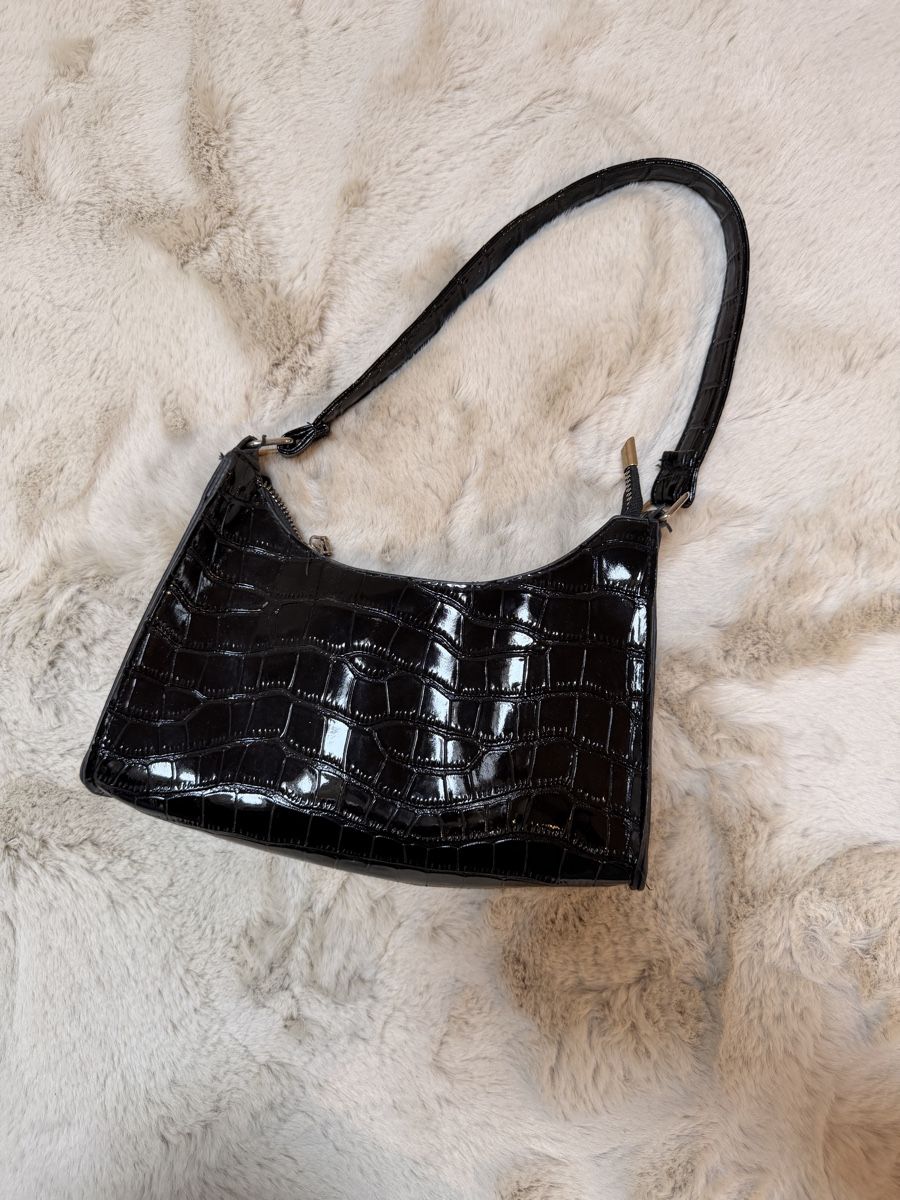Borse da donna: Schicke Krokolook Tasche, klein, schwarz! – Usato da Sempach venduto da ljnaelena
