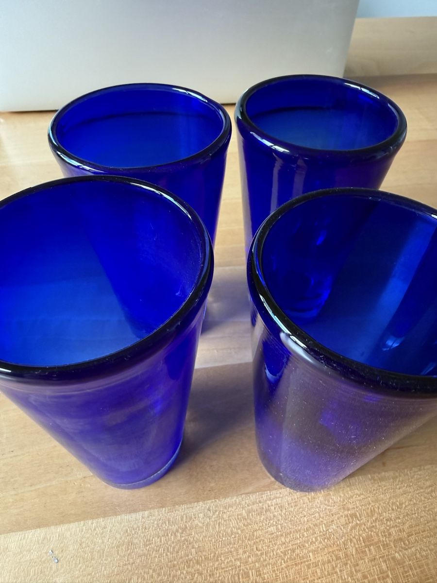 Bicchieri: 4er Set: Blaue Glaser, Sommer Drinks, Cocktail, Vintage – Usato da Mettmenstetten venduto da _4_YOU_