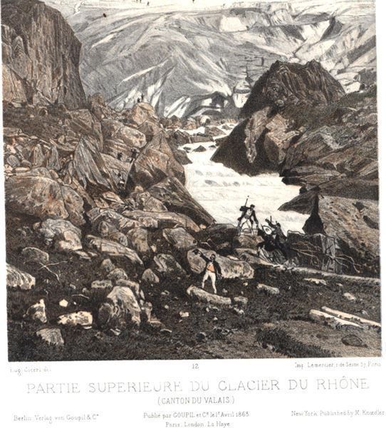 Gravures: Rhonegletscher Original Tonlithographie 1863 – D'occasion à Rafz par Helvet32 1