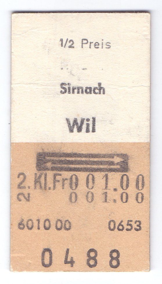 Biglietti: Billette Sirnach - Wil – Usato da Langenthal venduto da Sammlungs_aus
