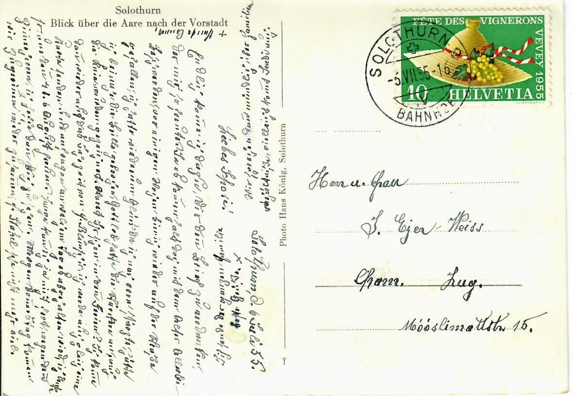 Cartoline postali: Solothurn 1955 – Usato da Hochdorf venduto da Ziegel-16 1