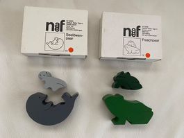 Seelöwen- und Froschpaar aus Holz farbig von NAEF AG   NEU !