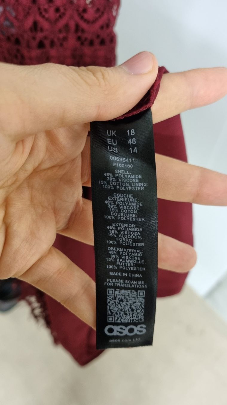 Vestiti: ASOS Kleid, Grösse 46, Weinrot, Spitze – Usato da Zürich venduto da YZA90 2