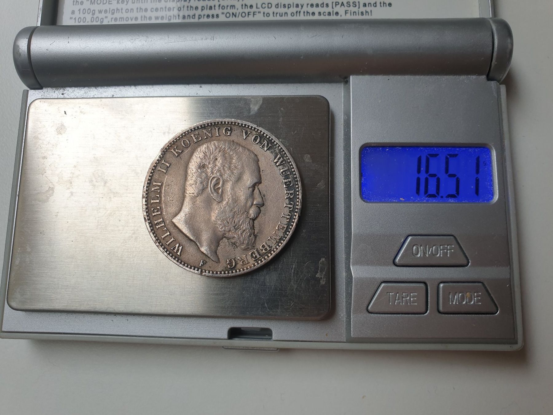 Alle Münzen: 🇩🇪 Württemberg 3 Mark 1908 (F) - VF+ – Gebraucht aus Chavannes-Renens von silverismoney 2