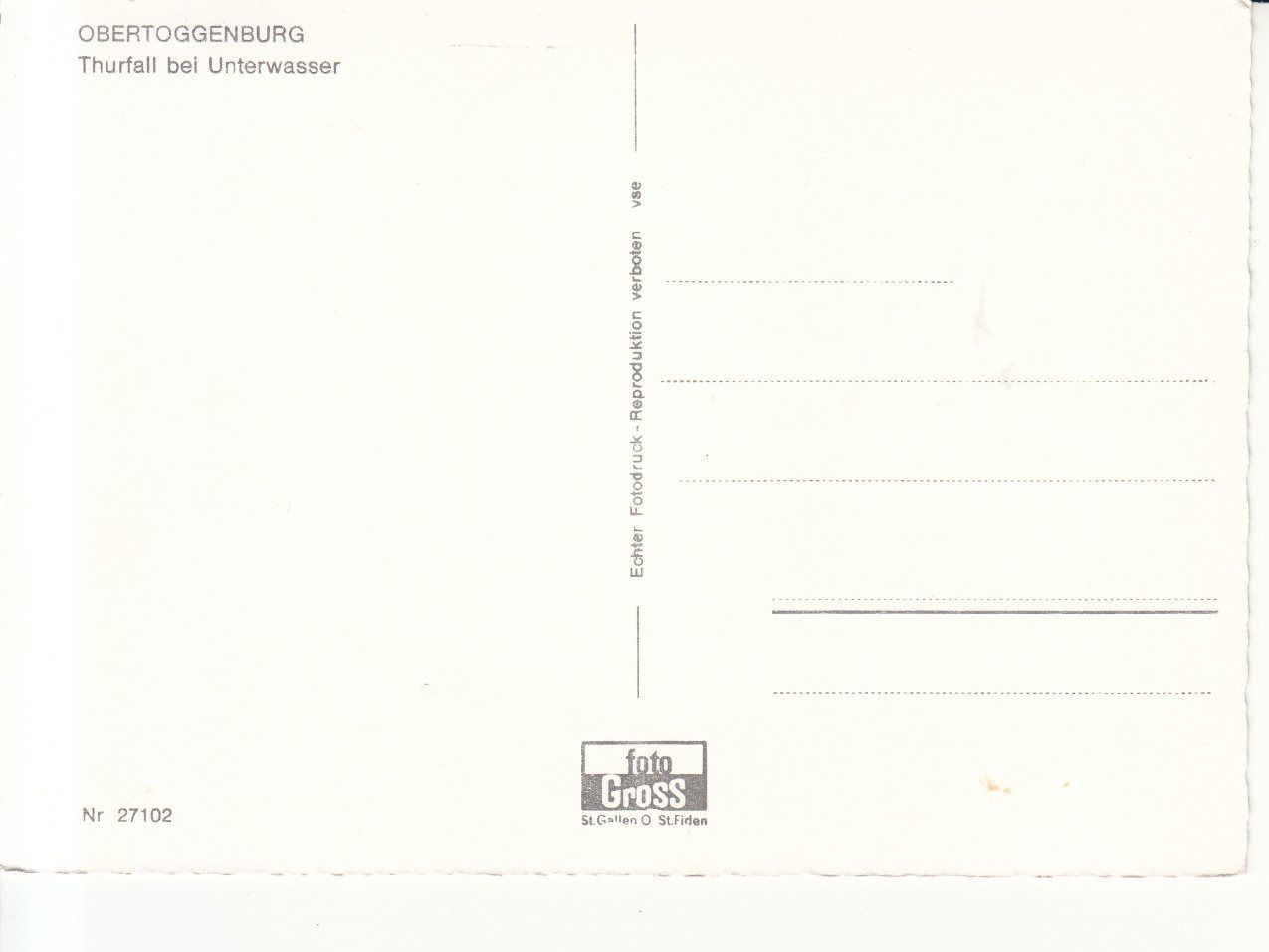 Cartoline postali: Unterwasser Thurfall ca. 1945 – Usato da Bürglen TG venduto da StampGraf 1
