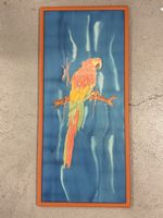 Peinture sur soie perroquet sur branche signé