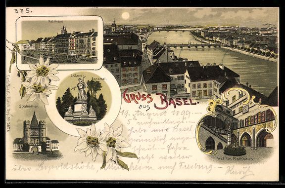 Ansichtskarten: Litho Basel, Rathaus, Spalentor, St. Jac – Gebraucht aus Berlin von bartko-reher