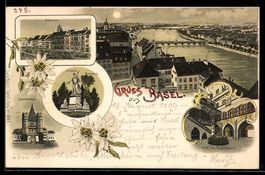 Litho Basel, Rathaus, Spalentor, St. Jac