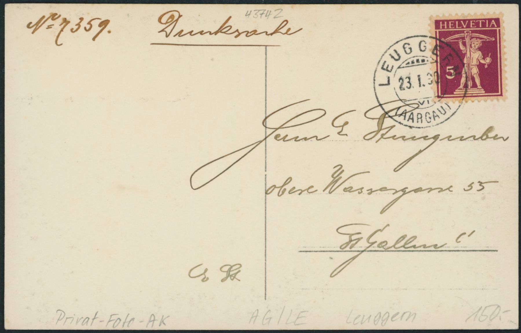 Cartoline postali: AG Leuggern – Usato da Schindellegi venduto da leecollect 1