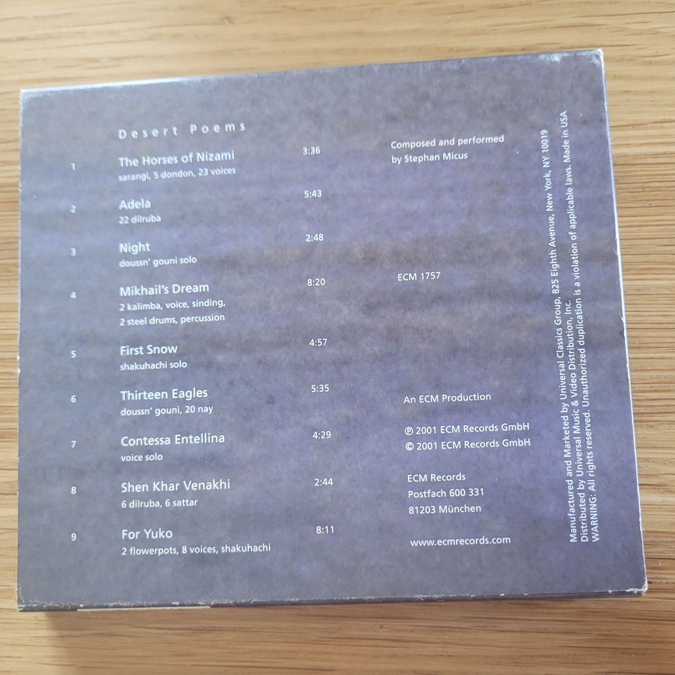 CDs: CD Stephan Micus Desert Poems – Gebraucht aus Biel/Bienne von Destockweb 1