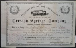 Aktie: Cresson Springs Co. Cambria County, Pennsylvania 1871
