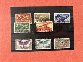 Briefmarken Luftpost Sammlung Helvetia mit Flugzeugen