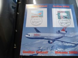 Folder 2002, Letztflug Swiss - Erstflug Swiss