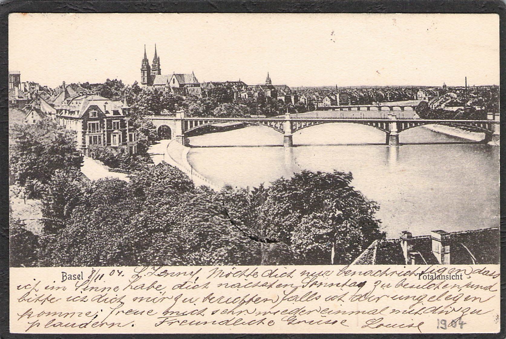 Ansichtskarten: .Basel , Totalansicht , gel. 1904 – Gebraucht aus Reichenburg von Pipo-67