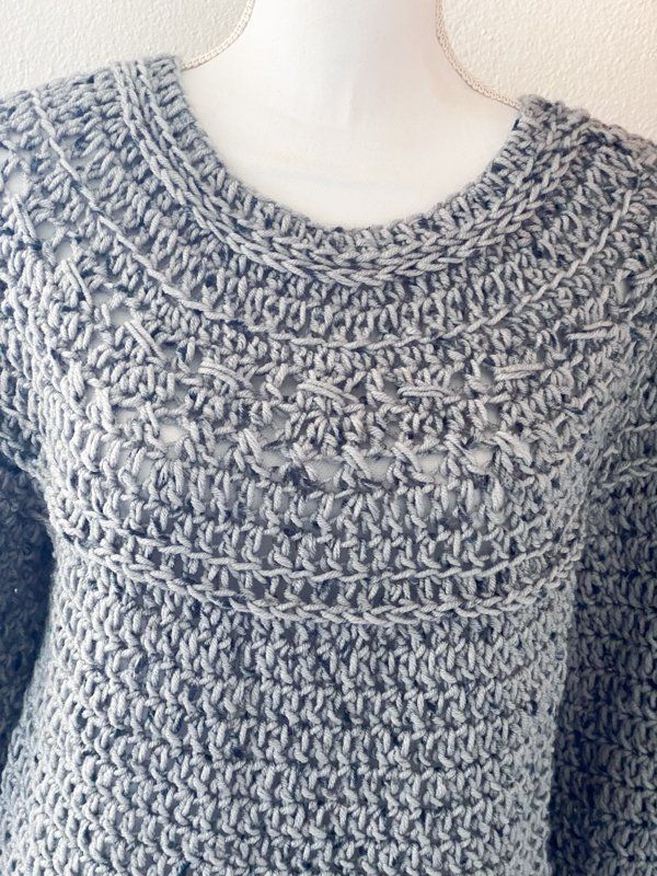 Maglioni & Felpe: Gehäkelte Topdown Pullover Pulli tweed grau – Nuovo (secondo la descrizione) da Carabbia venduto da katiamandelli 3