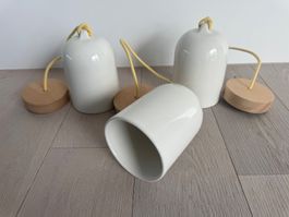 3 glockenförmigen Keramik-Pendelleuchten