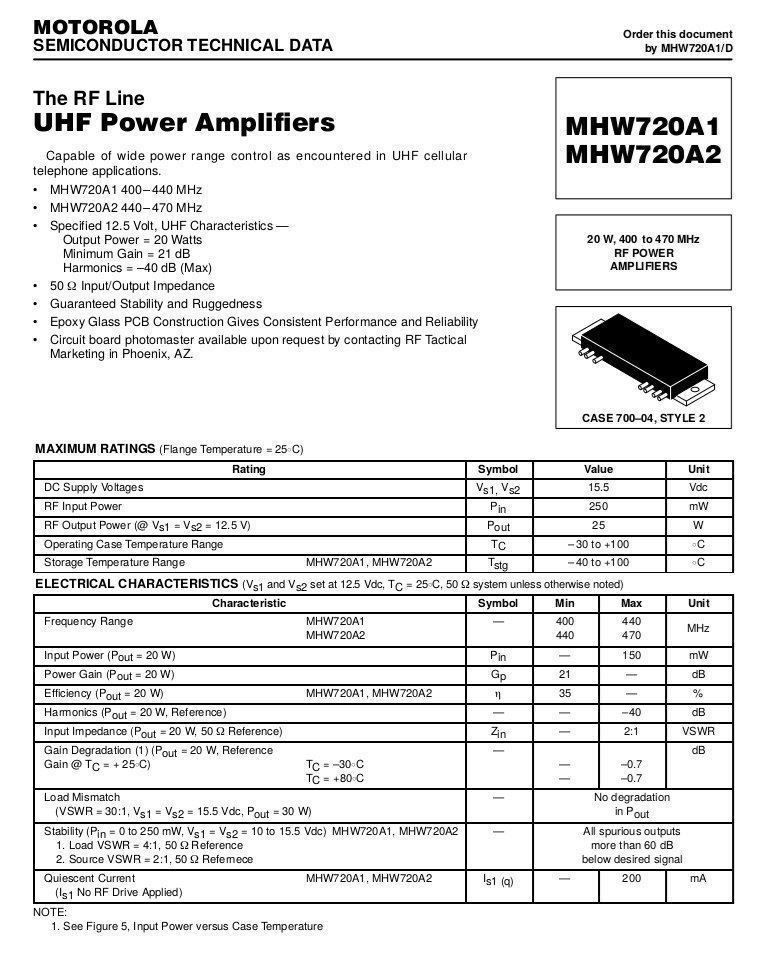 Radiocomunicazione: MHW720A1 UHF Power Amplifiers 400-440MHz – Nuovo e nell'imballaggio originale da Neerach venduto da stens 2