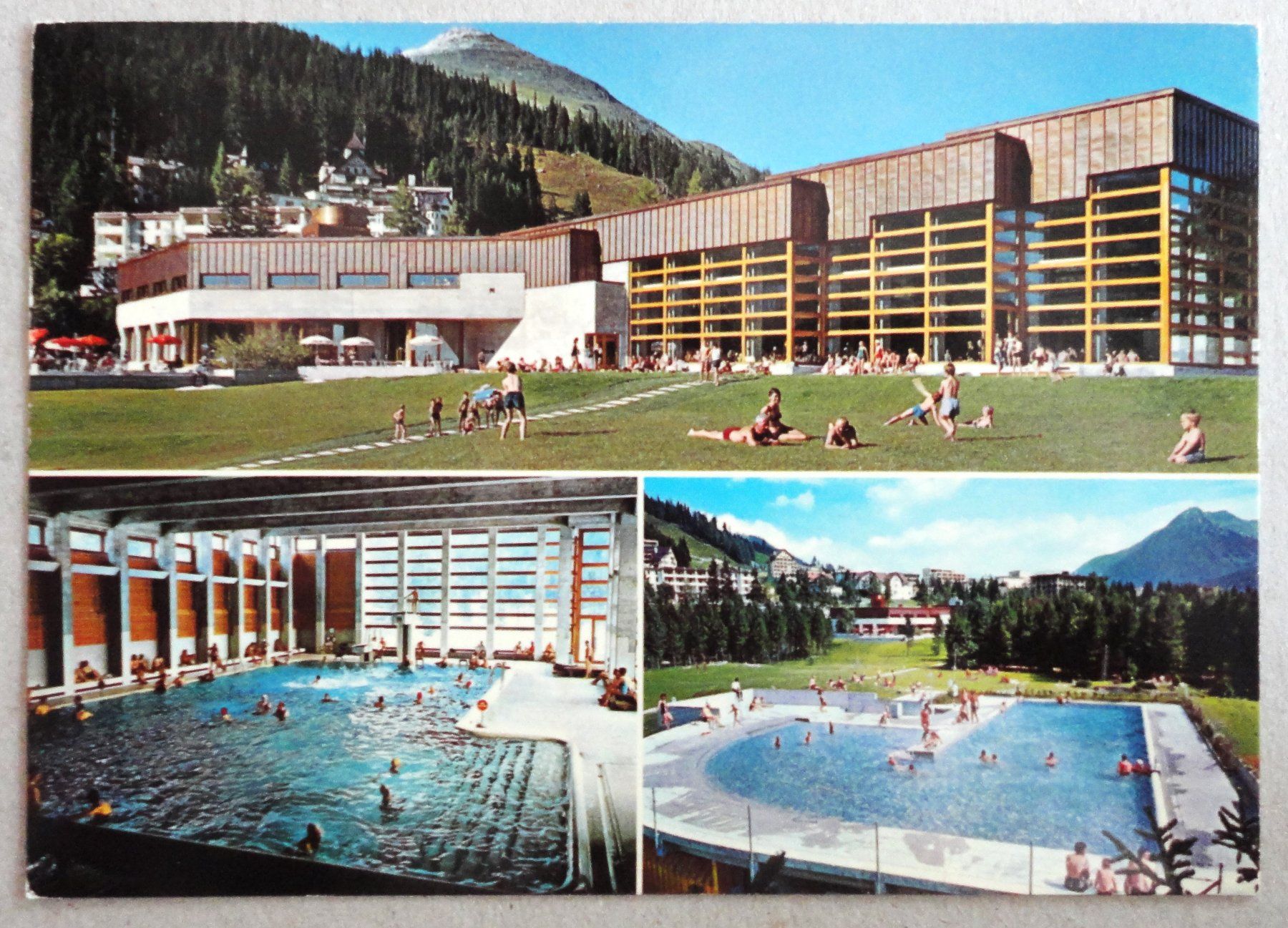 Ansichtskarten: Davos, Hallen- und Gartenbad – Gebraucht aus Fétigny von Billy2miny