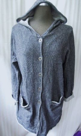 ca. Gr. 42 KENNY S. Strickjacke grau schwarz Baumwolle