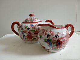Zuckerdose und Milchkännchen 2 er Set Japanisch, Vintage