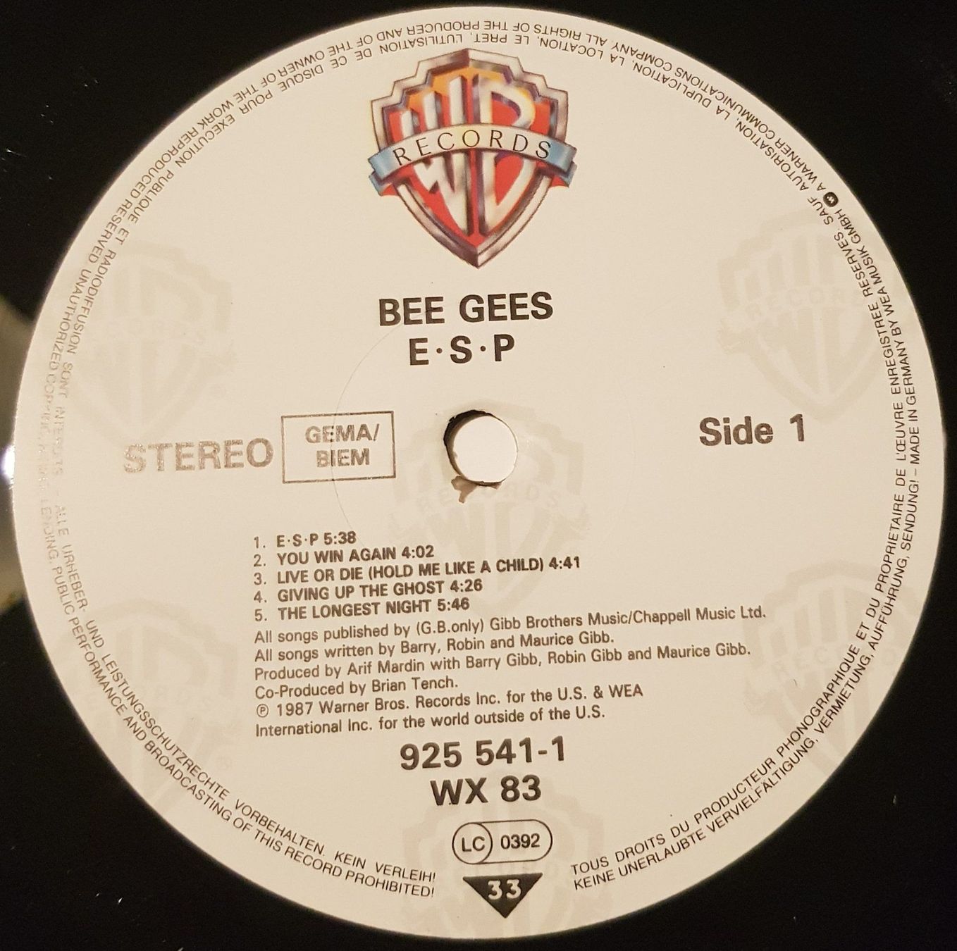 Dischi in vinile: BEE GEES E.S.P 1987 – Usato da Zürich venduto da Avd 7