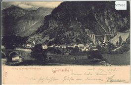 Gotthardbahn - Amsteg mit Gotthatdbrücke 1898