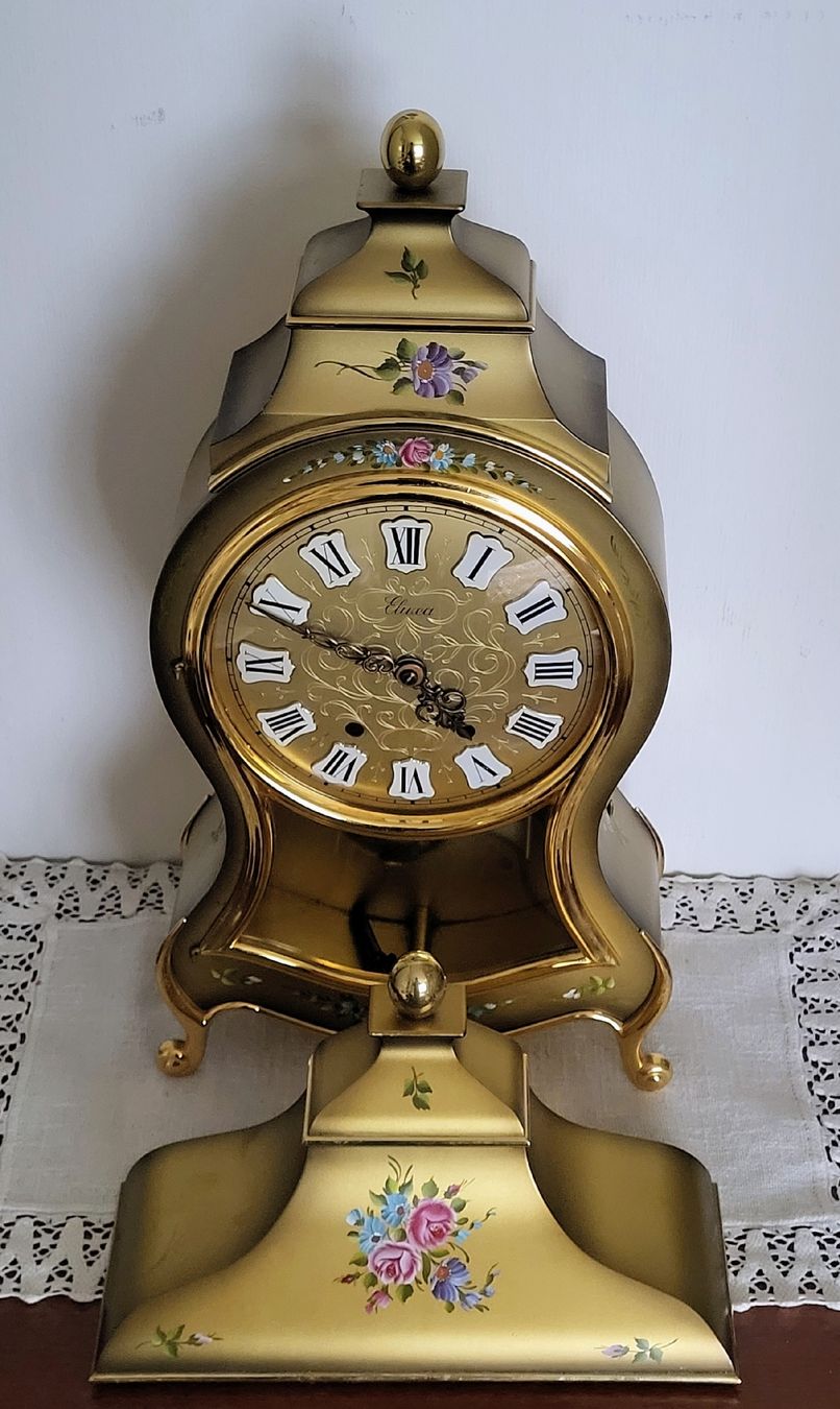 Orologi: Neuenburger-Pendule, Blumenmalerei, Vintage – Usato da Kriens venduto da StudachKriens 1