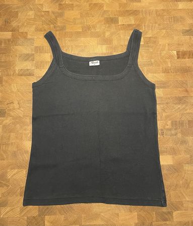 schwarzes Träger Top mit eckigem Ausschnitt, XL, Baumwolle