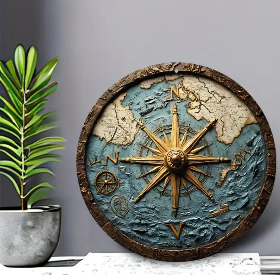 Insegne: Metallschild Kompass Rund 20cm Durchmesser – Nuovo e nell'imballaggio originale da Walenstadt venduto da emynmuil1 2