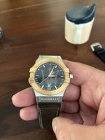 Herrenuhr Maserati Edelstahl bicolor Lederband 