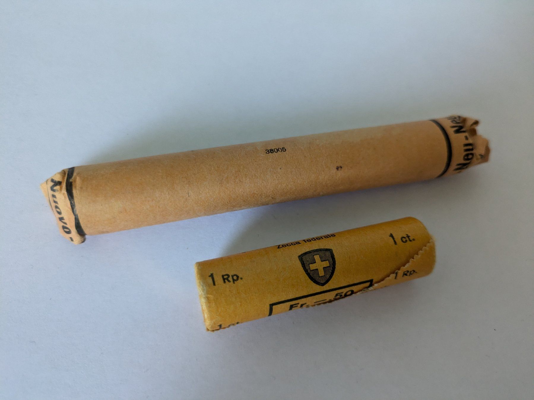 Alle Münzen: Originalrollen 1 Rp 1958 + 1959 – Neu und originalverpackt aus Châtelaine von Pttn 1