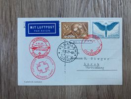 Flugpost-Karte ( Zeppelin ) 1929 Schweizer Flug