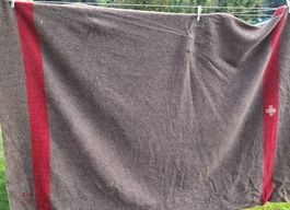 Schweizer Armeedecke Wolle braun rot gebraucht WS 65
