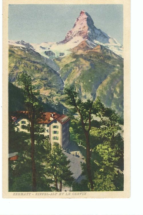 Tirage Albuminé Vintage Suisse Mont Cervin Hôtel Riffel Circa 1885 - Format 10x15 Cm
