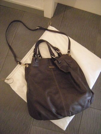 Grosse Umhänge Tasche Handtasche DOGMA Echt Leder braun