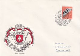 Pro Juventute Brief 1950 Sonderst. Interkant.Briefmarkenauss